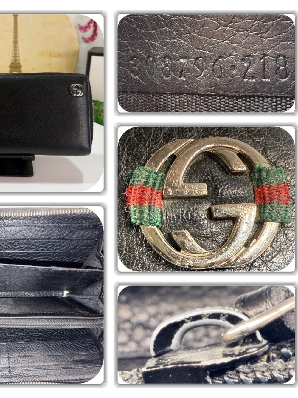 ELEGANT GUCCI GG LOGO RED & GREEN WEB STRIPED WALLET! - Picture 6 of 17